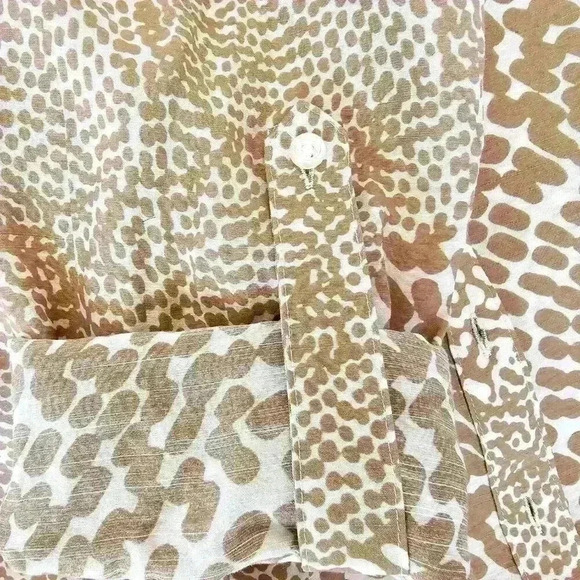 ✨Like New✨ Express Animal Print Slim Fit Portofino, Tan/White, Size S - Picture 8 of 9